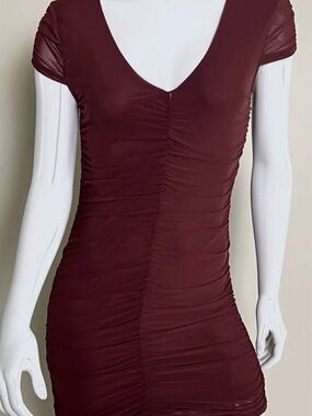 BB Dakota Steve Madden Spiced Apple Brick Red Ruched Mini Dress NWT L